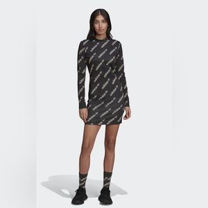 Adidas long sleeve logo dress - MEDIUM - Black